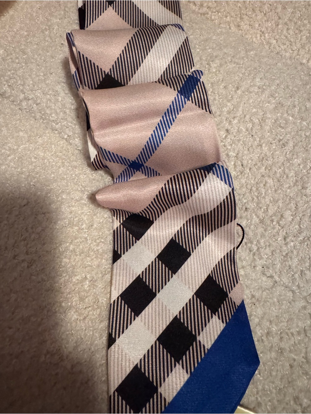 Plaid Silk Twilly  with Blue and Black Accent made in Ireland